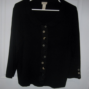 J. Jill  Large‎ Stretch Cardigan Shirt Top Black